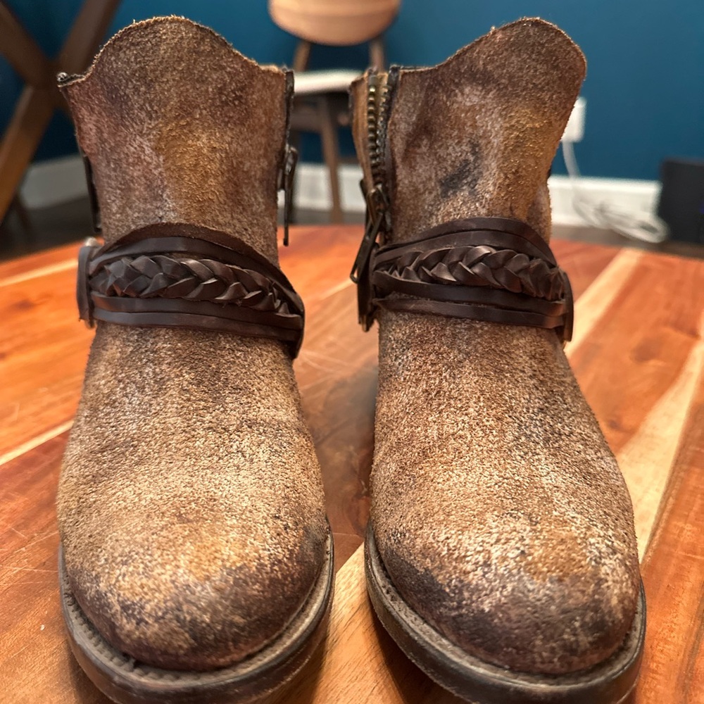 Freebird by Steven Clash Western Distressed Leather Rusty  Ankle Boot, Size 9 - Picture 7 of 9